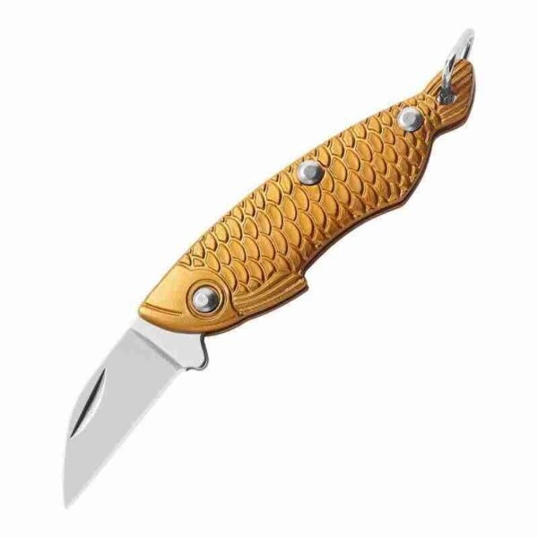 3D Fish Shape Mini Folding Keychain Pocket Knife High Hardness Sharp Blade Outdoor EDC Camping Hunting Survival Tactical Tool