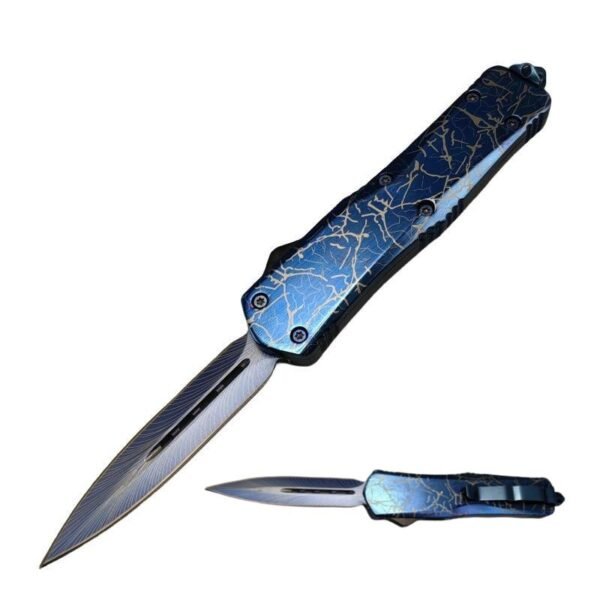 5.5 INCH Slick Droplets Blue Feather OTF-TK5002-13