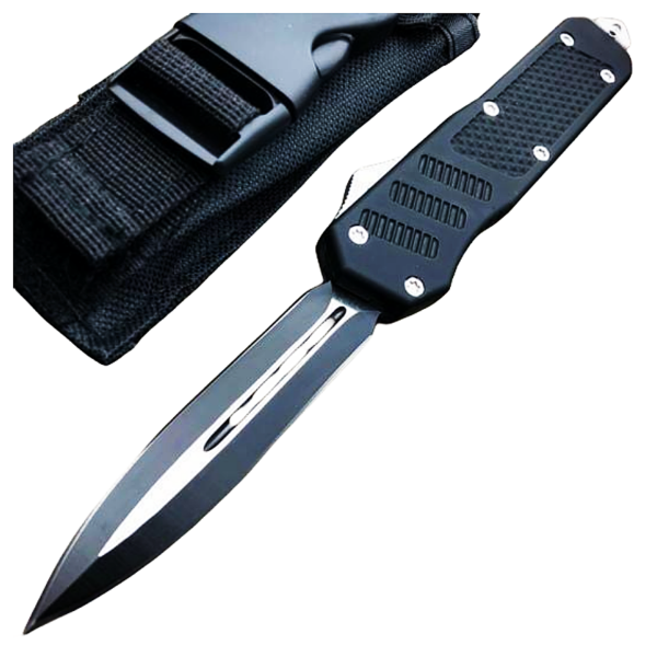 5.5 INCH Black Phantom OTF Dual Action Pocket Knife-TK384-03