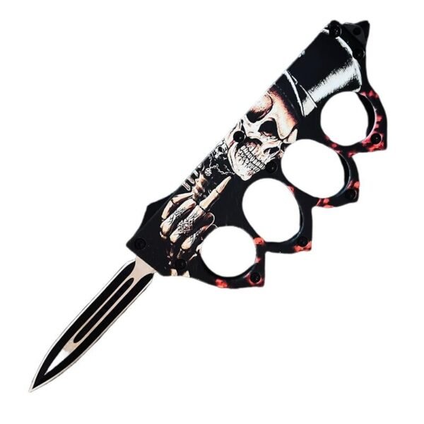 9inch middle finger bone biker knives&BBRASS KNUCKLE Tench OTF Knife -TKT200-05