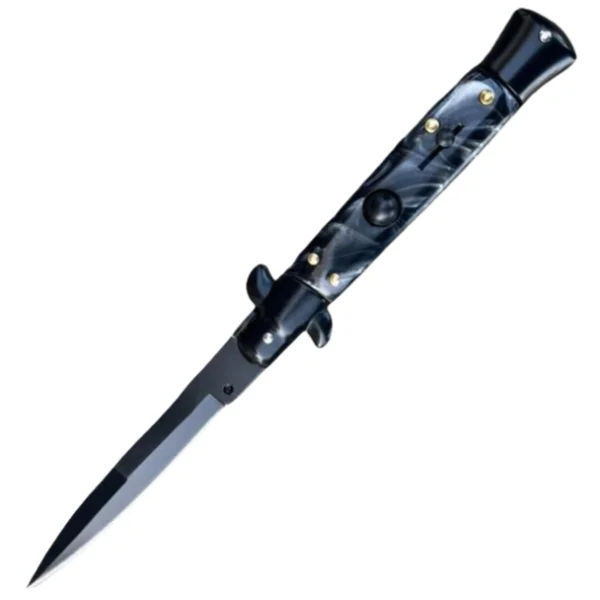 8.75 Inch Black Italian Stiletto Switch Knife