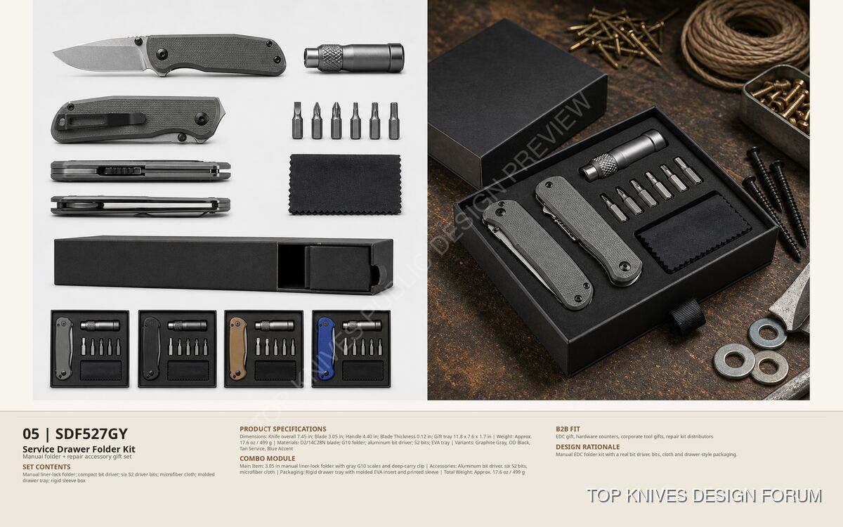 SDF527GY Service Drawer Folder Kit Gwf Standard - SDF527GY - EDC knife / pending brief confirmation - TOP KNIVES