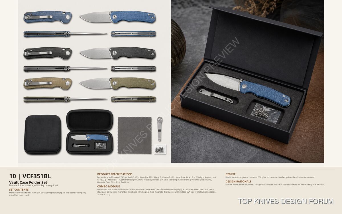 Vault Case Folder Set - VCF351BL - Knife design concept - TOP KNIVES