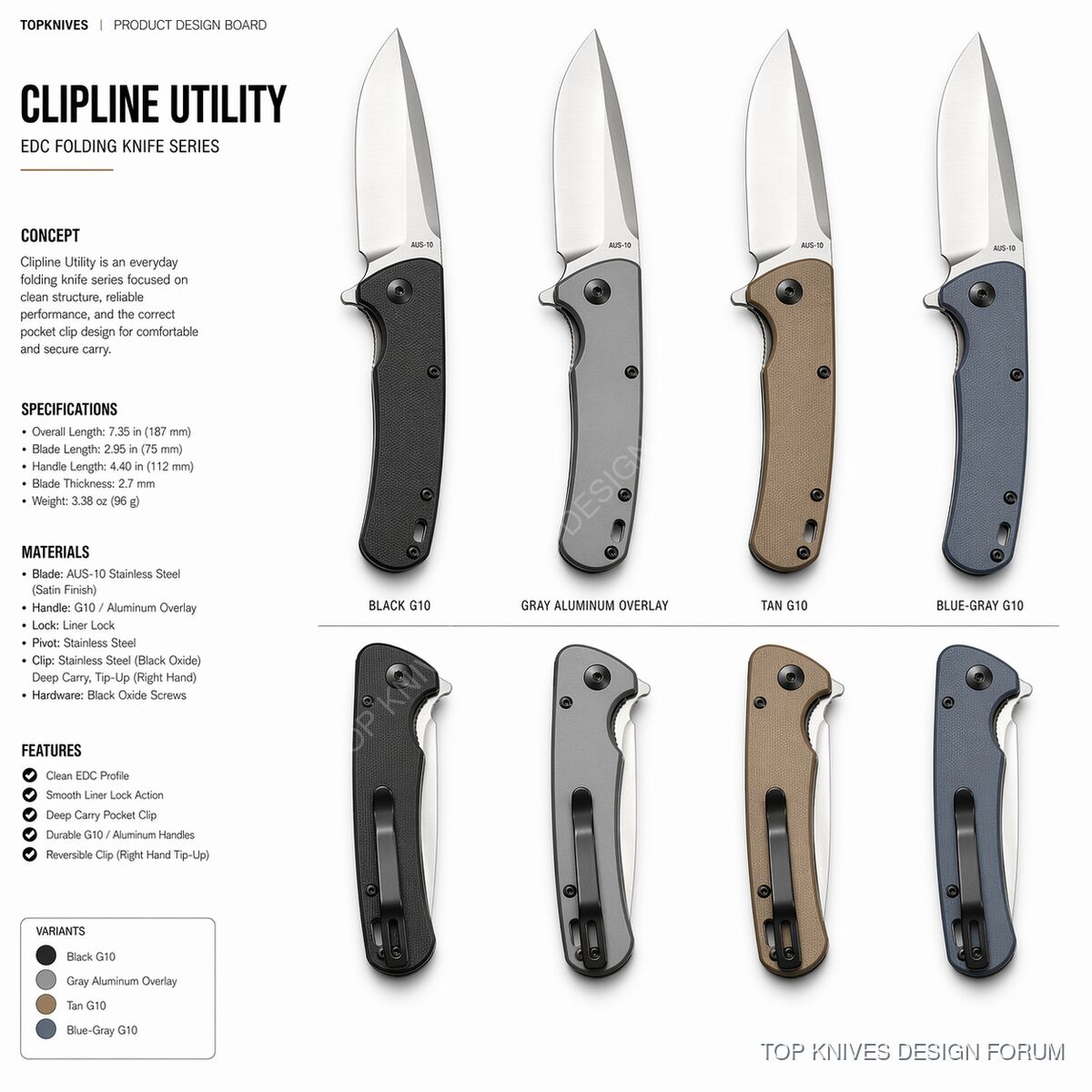 Clipline Utility - TK-CLIPLINE-UTILITY-20260421-VR - Fixed blade / full tang utility - TOP KNIVES