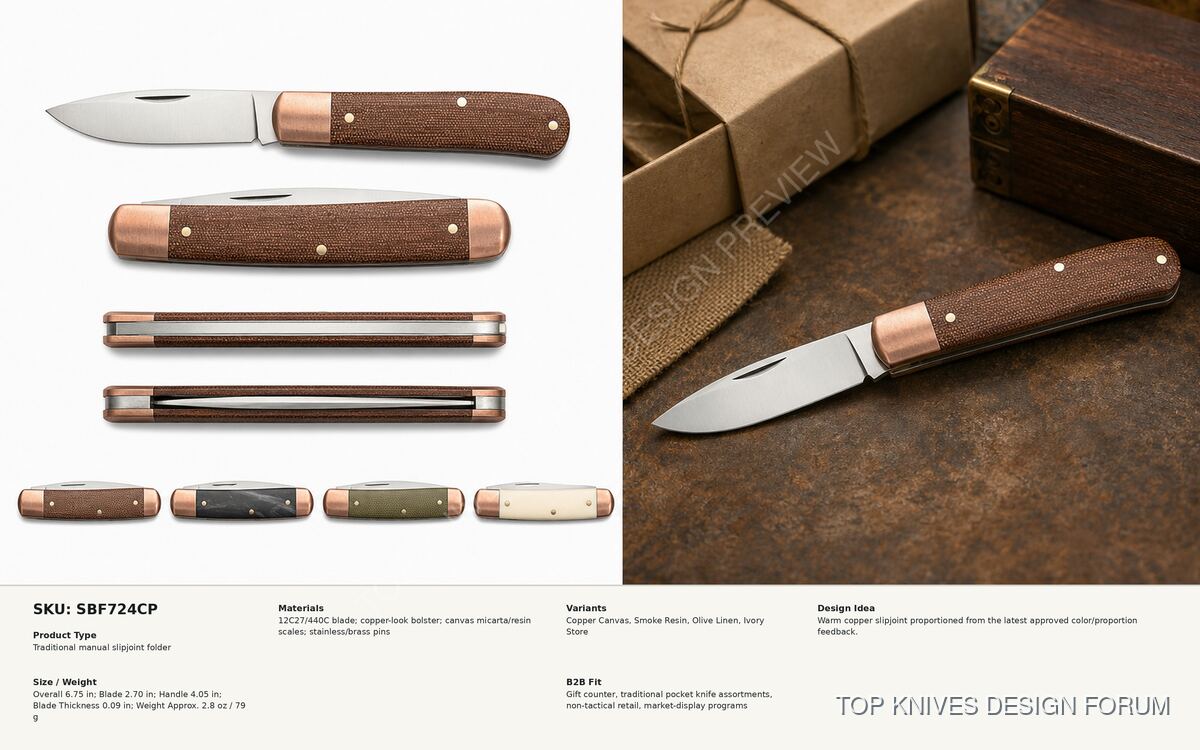 Saddle Bolster Slipjoint - SBF724CP - Knife design concept - TOP KNIVES