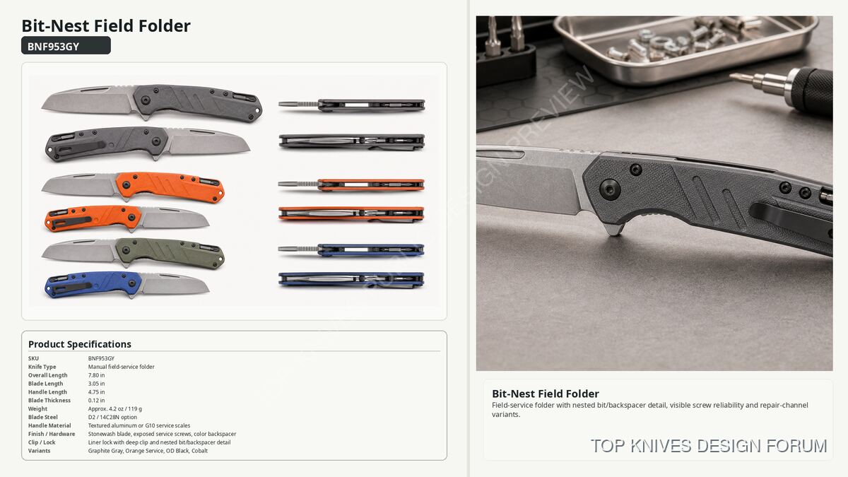 Bit-Nest Field Folder - BNF953GY - Manual field-service folder - TOP KNIVES