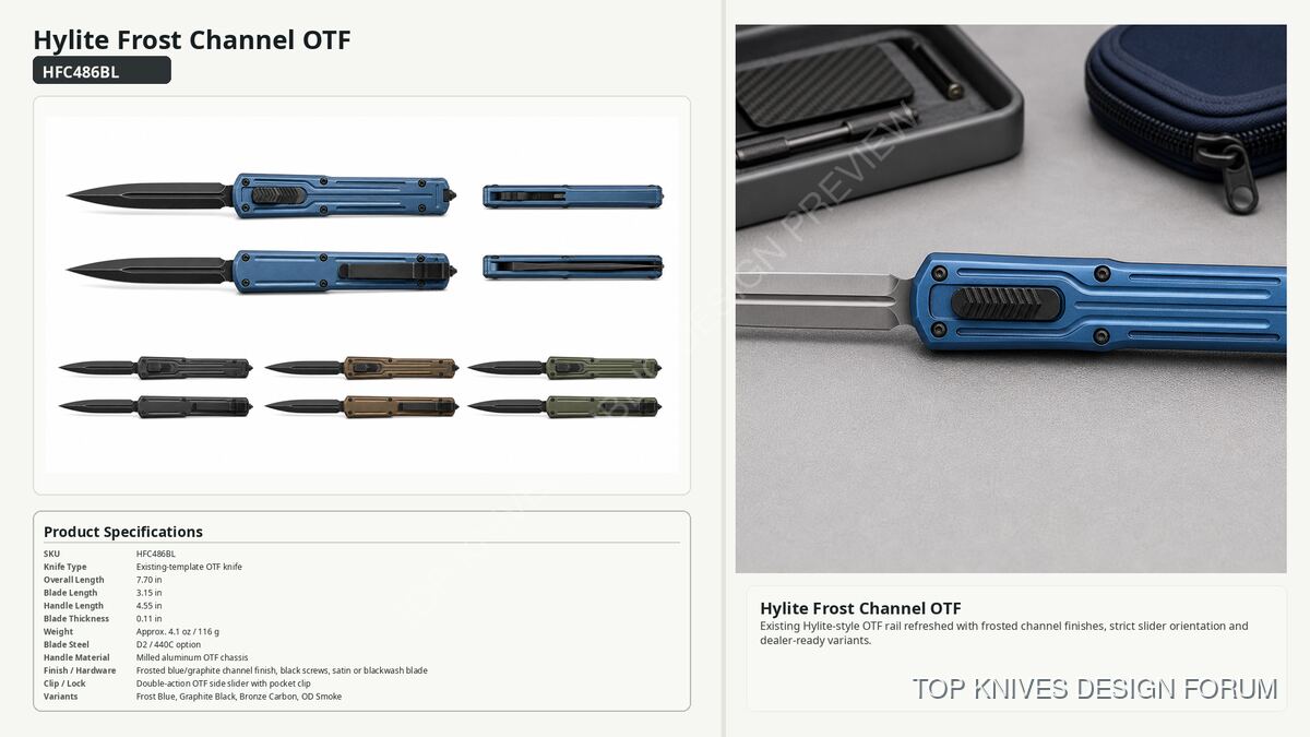 Hylite Frost Channel OTF - HFC486BL - Existing-template OTF knife - TOP KNIVES