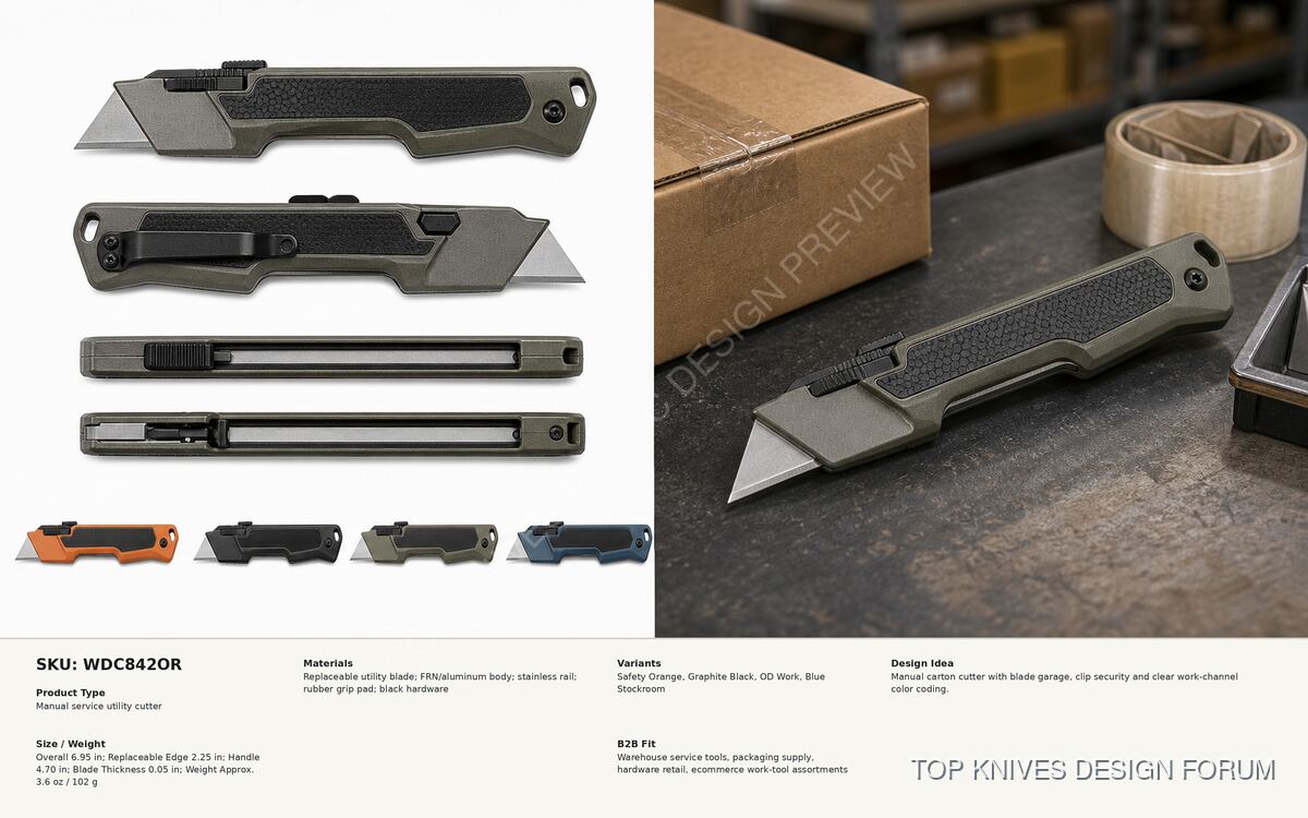 WorkDock Carton Cutter - WDC842OR - Knife design concept - TOP KNIVES