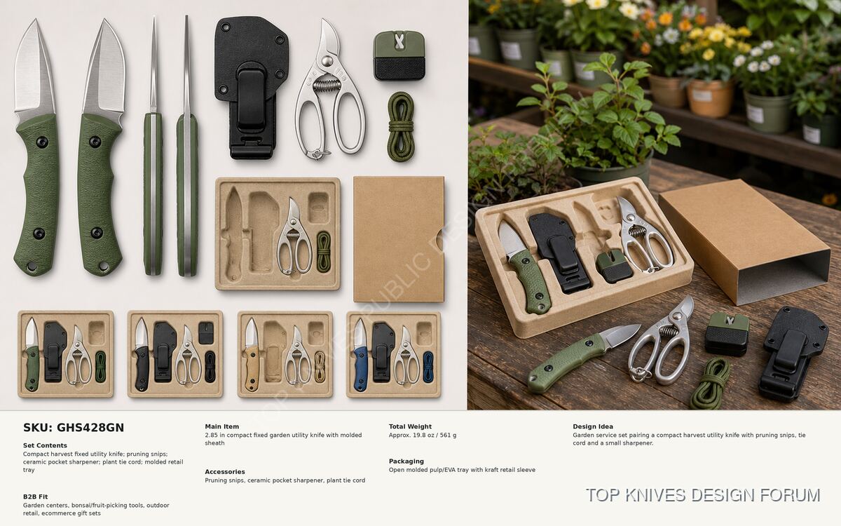 Garden Harvest Service Set - GHS428GN - Knife design concept - TOP KNIVES