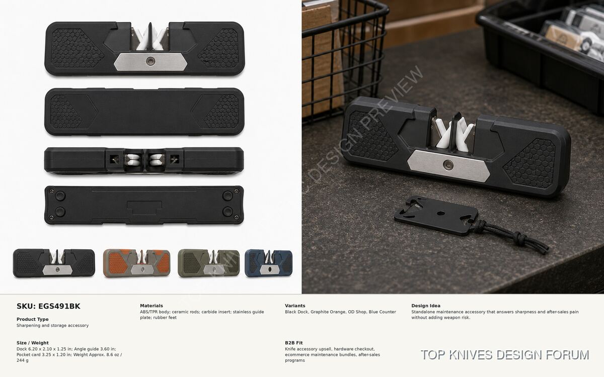 Edge Guide Sharpener Dock - EGS491BK - Knife design concept - TOP KNIVES