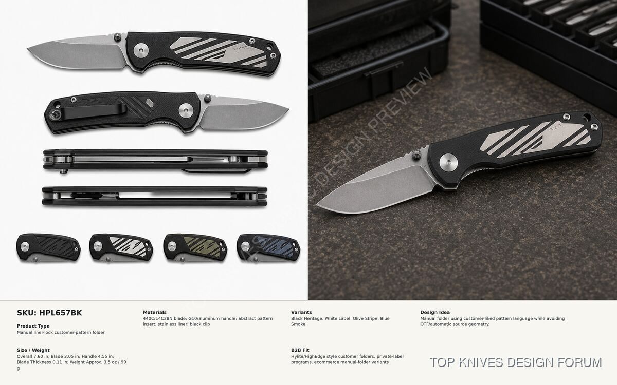 Hylite Pattern Liner Folder - HPL657BK - Knife design concept - TOP KNIVES