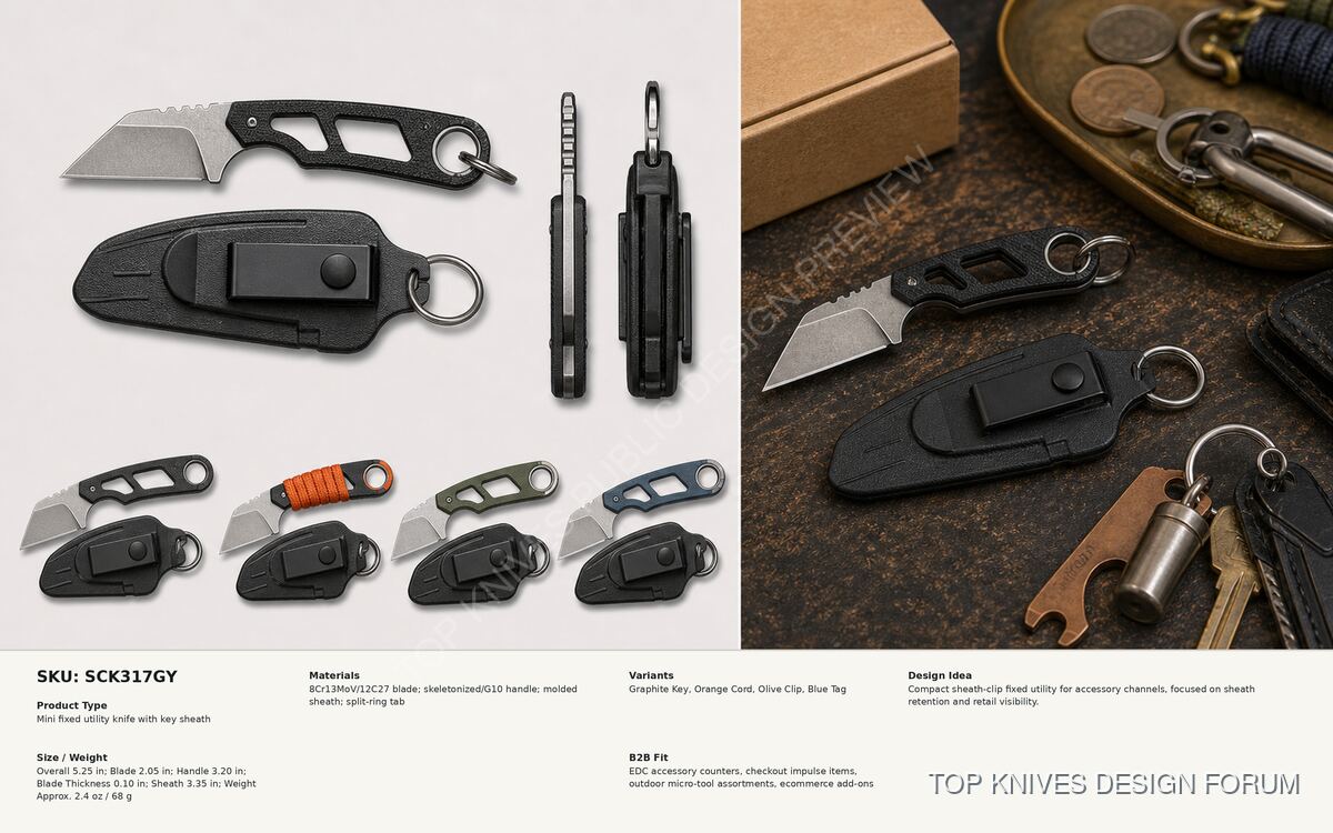 Sheath Clip Key Fixed - SCK317GY - Knife design concept - TOP KNIVES