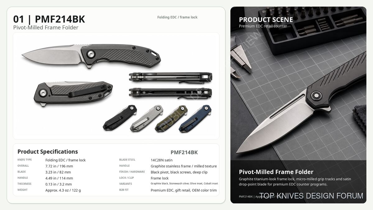 PMF214BK Pivot Milled Frame Folder Gwf Standard - 2026-05-16-01 - Folder / frame lock - TOP KNIVES