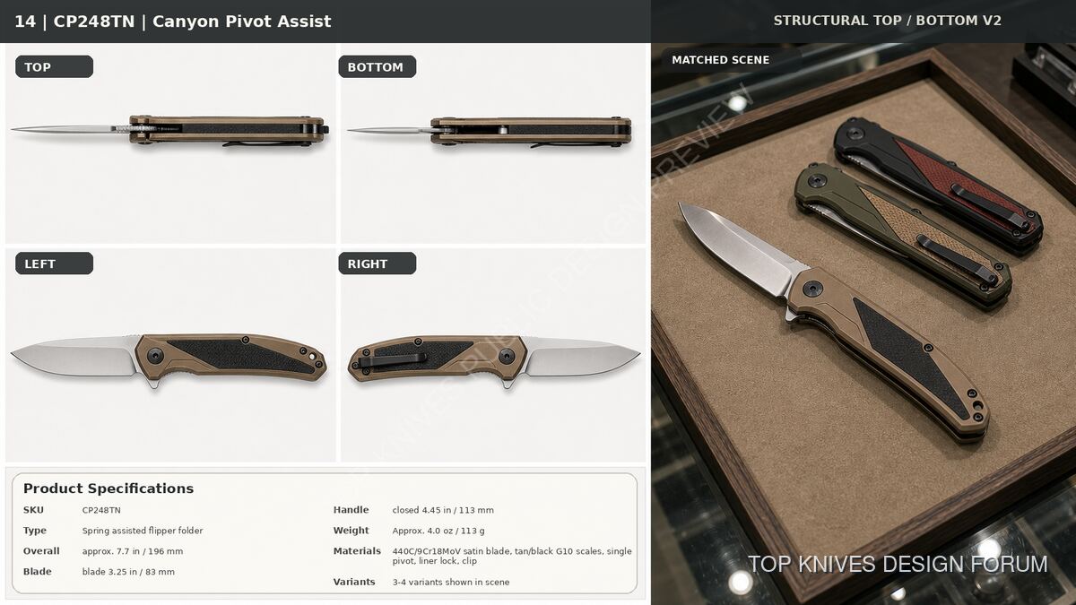 CP248TN Canyon Pivot Assist Structural Top Bottom - 2026-05-11-14 - Spring assisted folder / flipper - TOP KNIVES