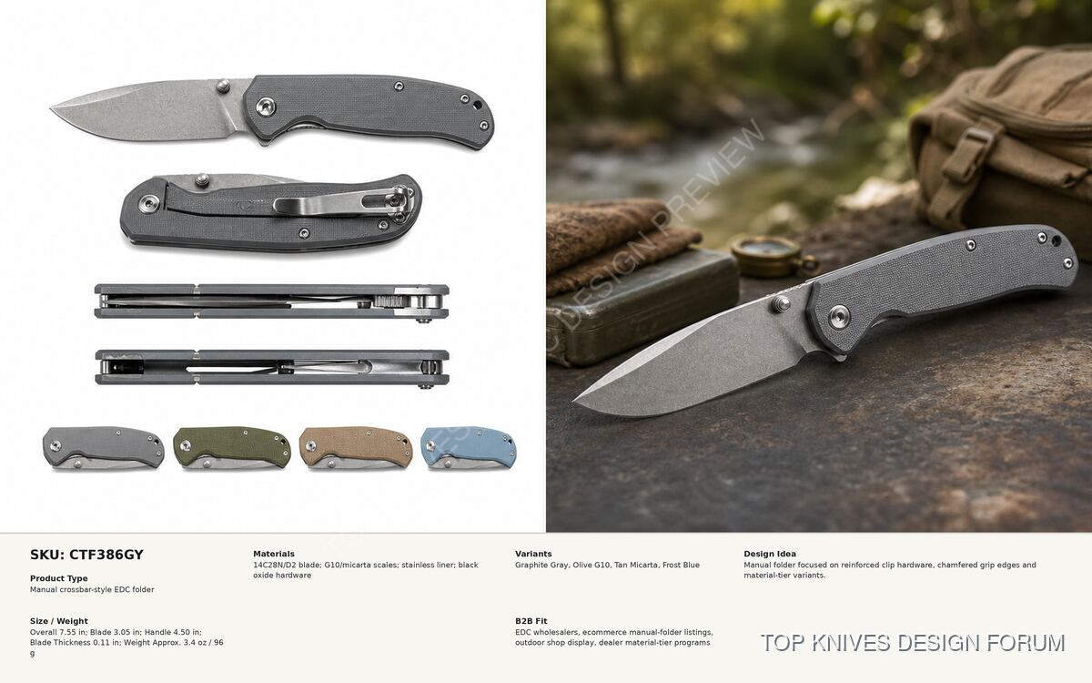 Clip Track Field Folder - CTF386GY - Knife design concept - TOP KNIVES