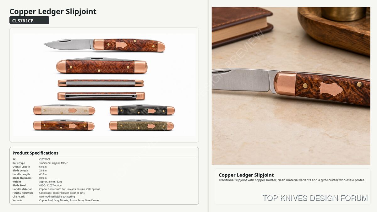Copper Ledger Slipjoint - CLS761CP - Traditional slipjoint folder - TOP KNIVES