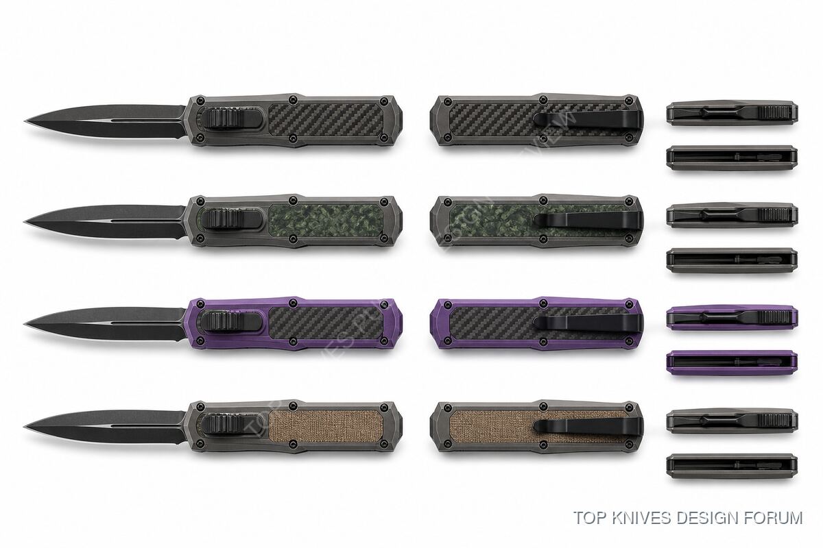 SCR805CB Smoke Carbon Rail OTF - 04 - OTF automatic knife / single-slider structure - TOP KNIVES