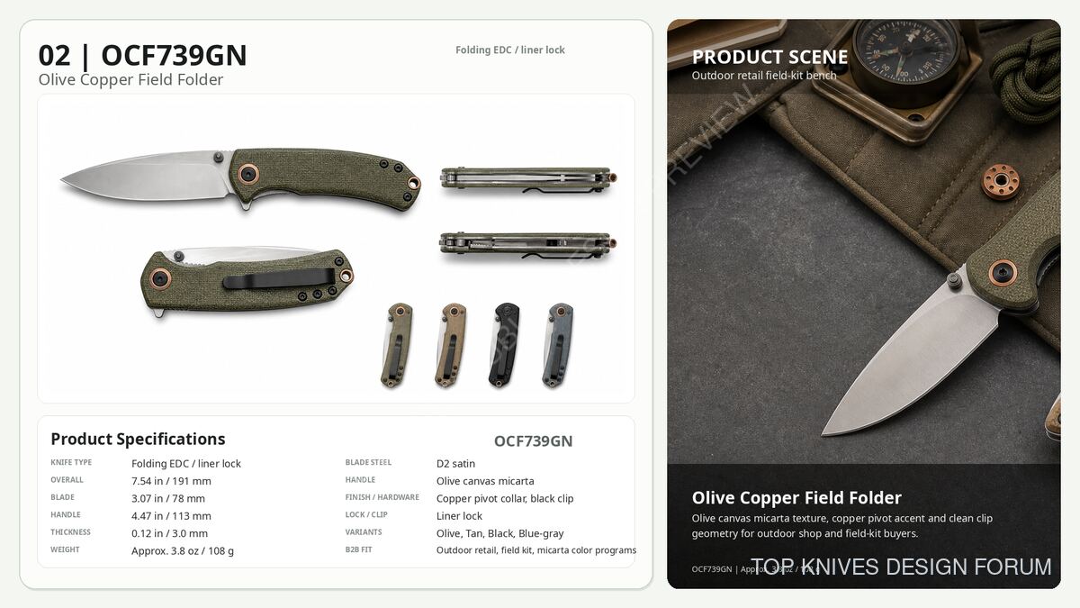 OCF739GN Olive Copper Field Folder Gwf Standard - 2026-05-16-02 - Fixed blade / full tang utility - TOP KNIVES