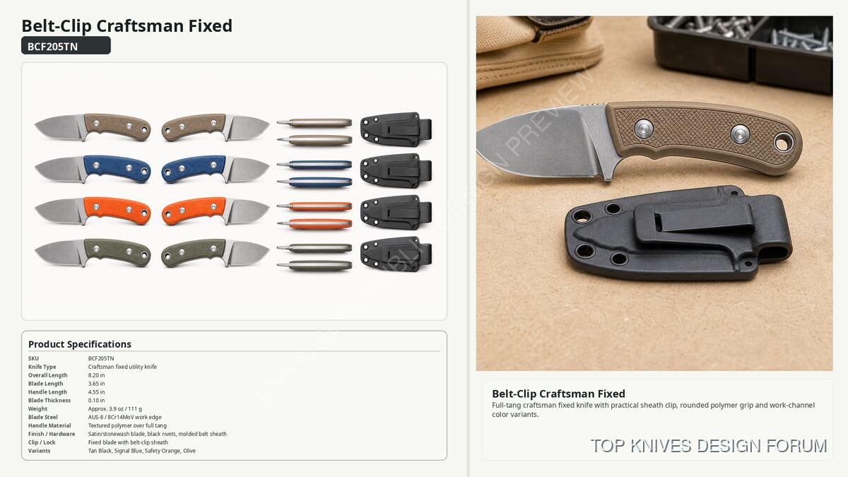 Belt-Clip Craftsman Fixed - BCF205TN - Craftsman fixed utility knife - TOP KNIVES