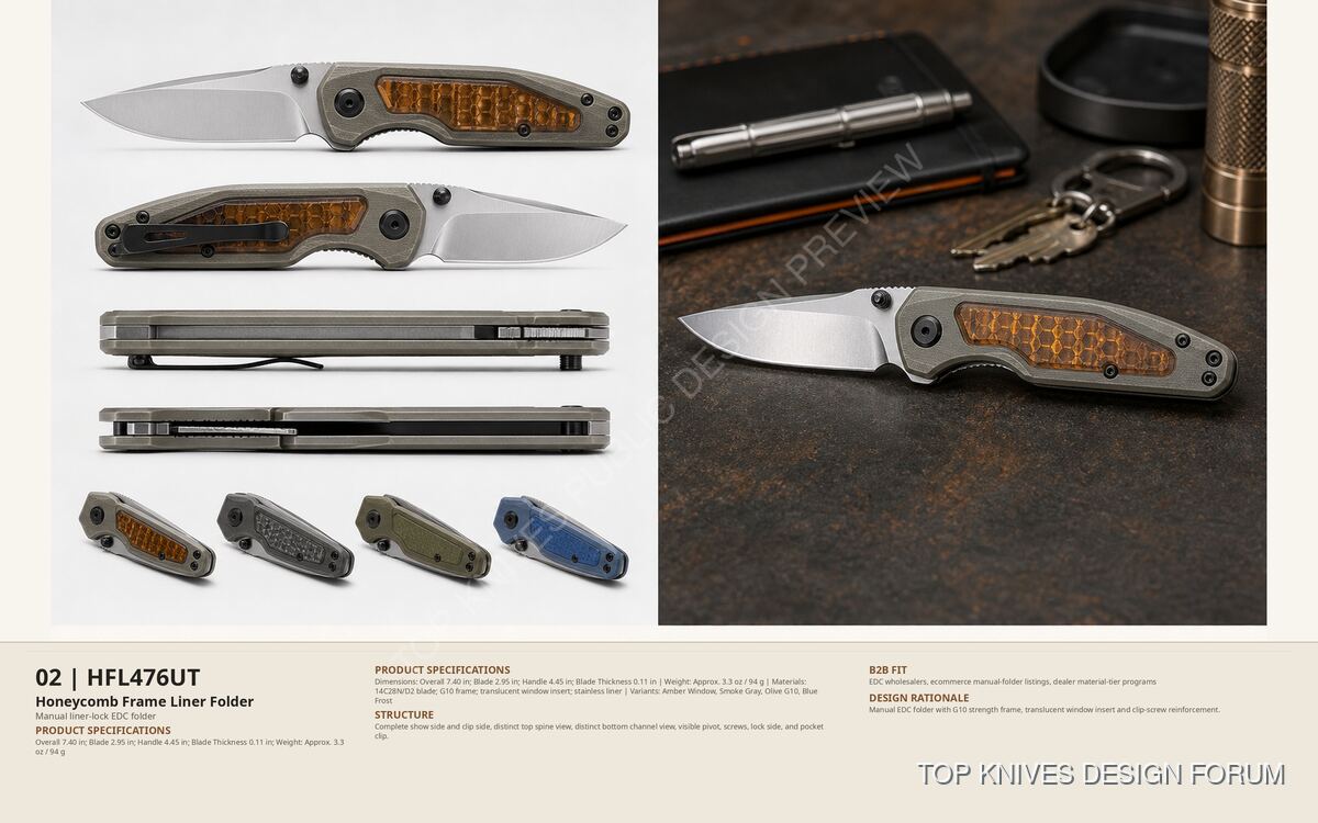 HFL476UT Honeycomb Frame Liner Folder Gwf Standard - HFL476UT - Folder / frame lock - TOP KNIVES