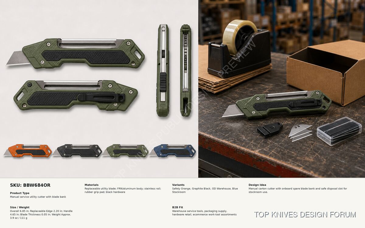 Blade Bank Work Cutter - BBW684OR - Knife design concept - TOP KNIVES