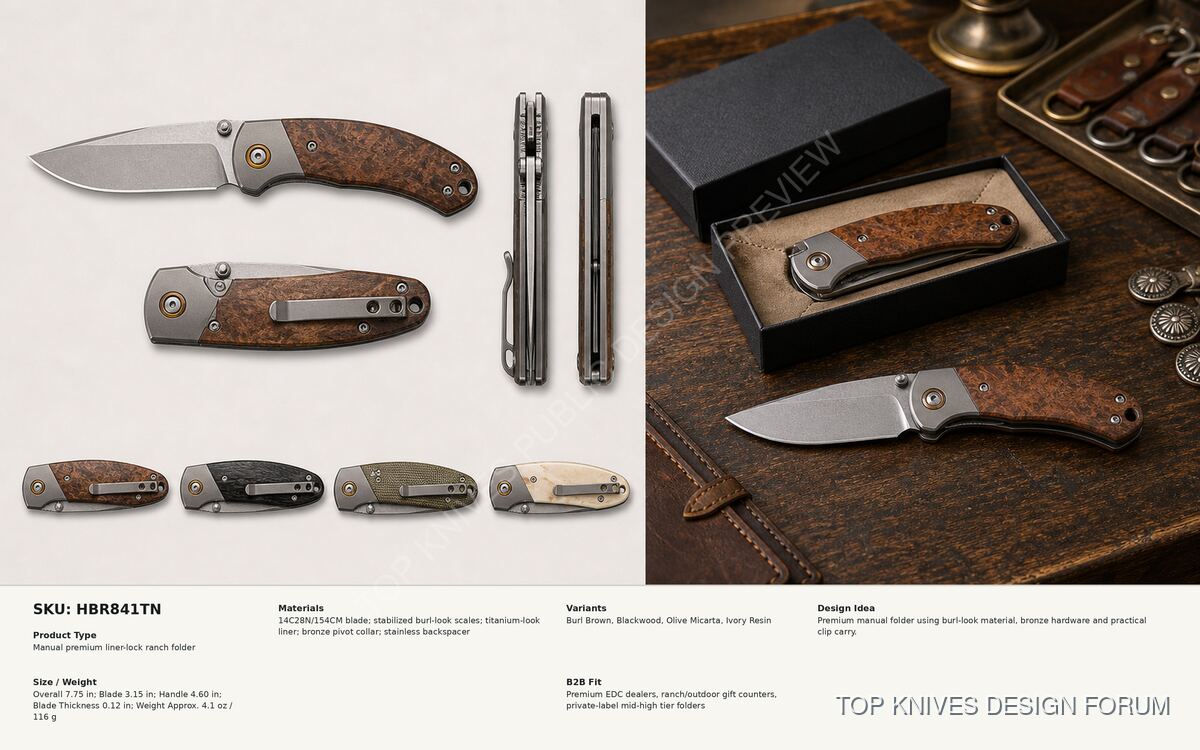 Heritage Burl Ranch Folder - HBR841TN - Knife design concept - TOP KNIVES