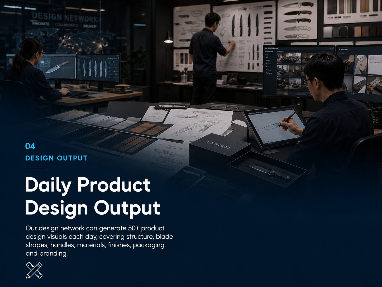 Daily product design output for knife brand development