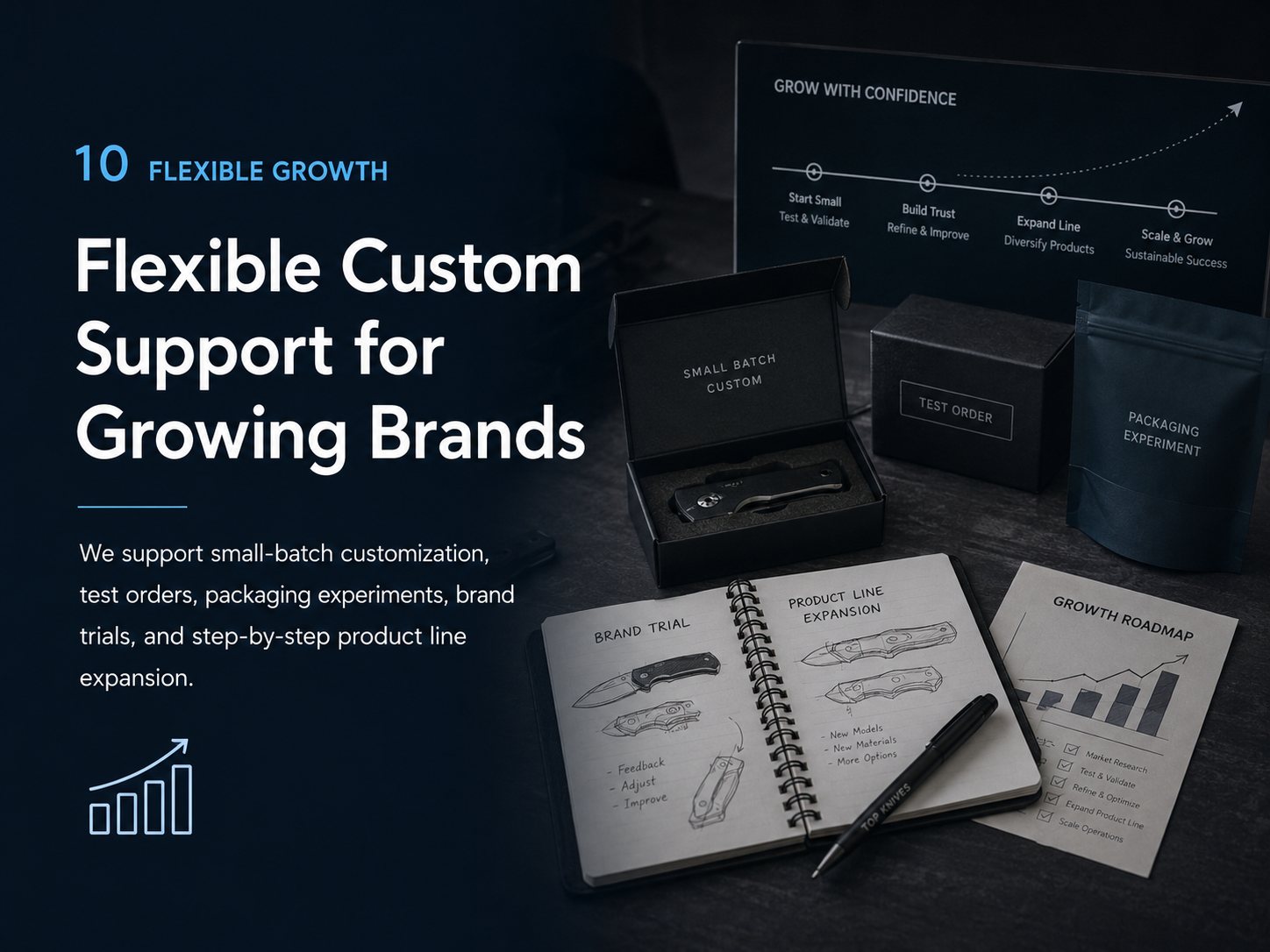 Flexible customization support for growing knife brands
