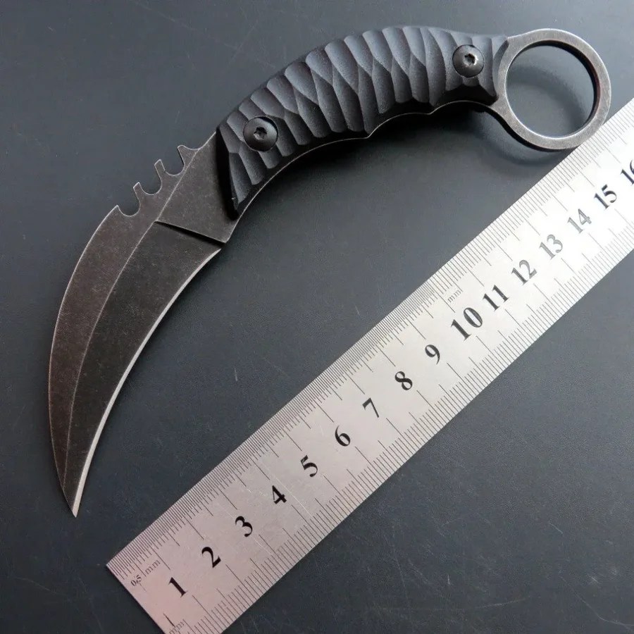 Karambit Knife Handle Claw Knife With KYDEX Sheath Handheld EDC Knife-black