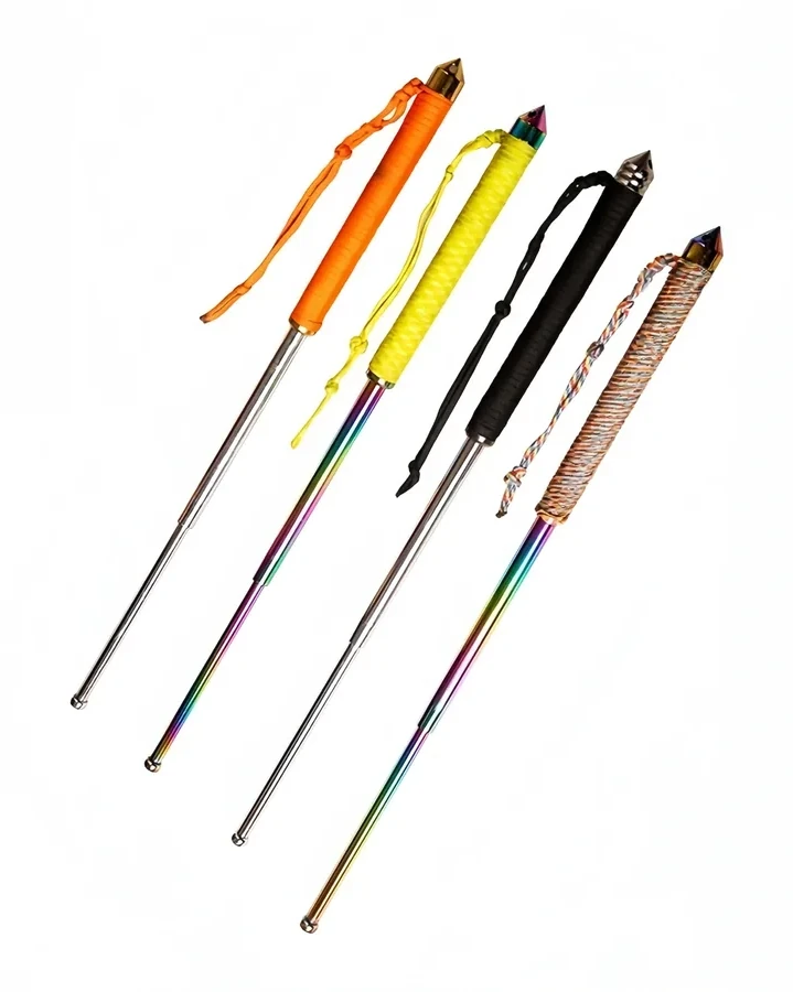 Hummer Handle Paratrooper Self-defense Baton Three-section Telescopic Baton Rubber Emergency Baton With Window-breaking Self-defense Baton