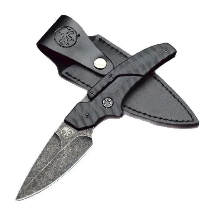 Hot Seller - Microtech Outdoor Portable 2-In-1 Transformable Dagger For Outdoor Self-defense Exquisite Leather Case