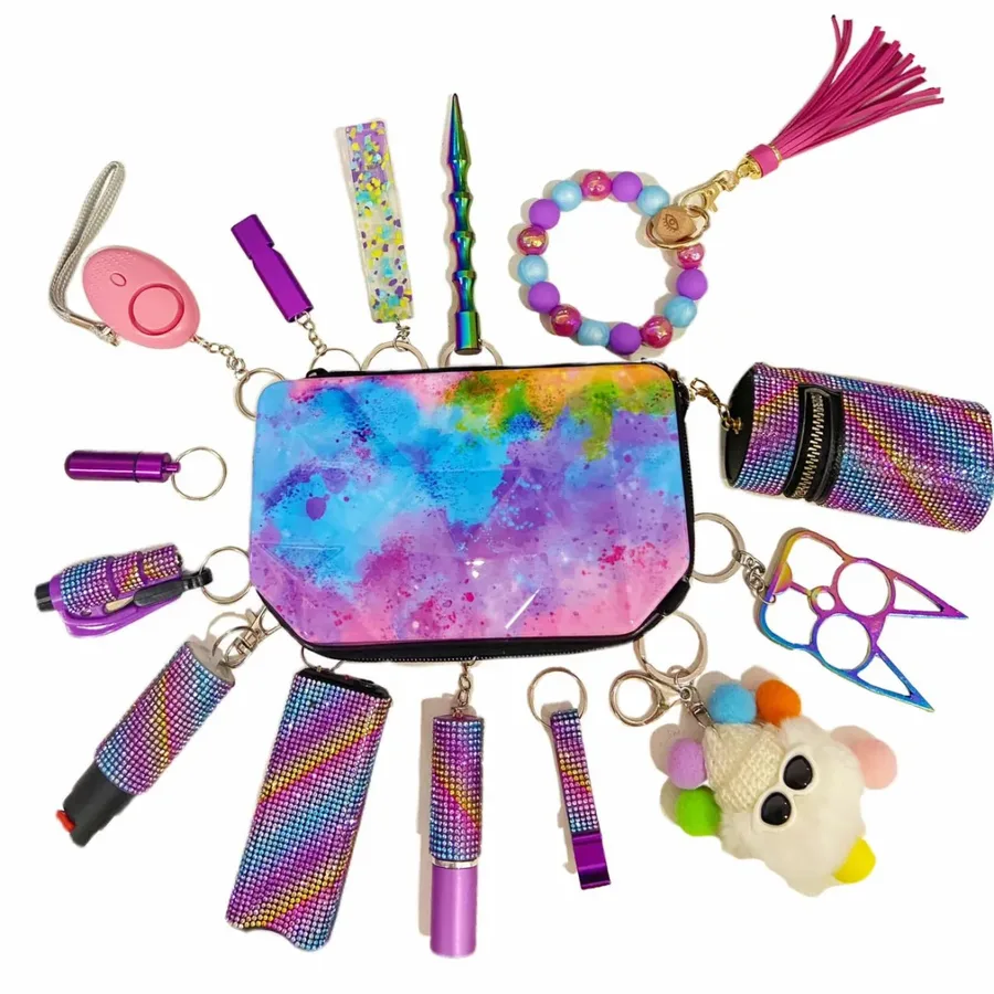 15-Piece Set Of Cute Rainbow Safety Keychains