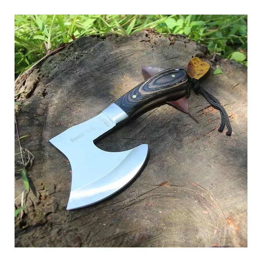 Portable Tactical Stainless Steel Axe Throwing With Colored Wooden Handle - Lightweight Outdoor Defense Tool