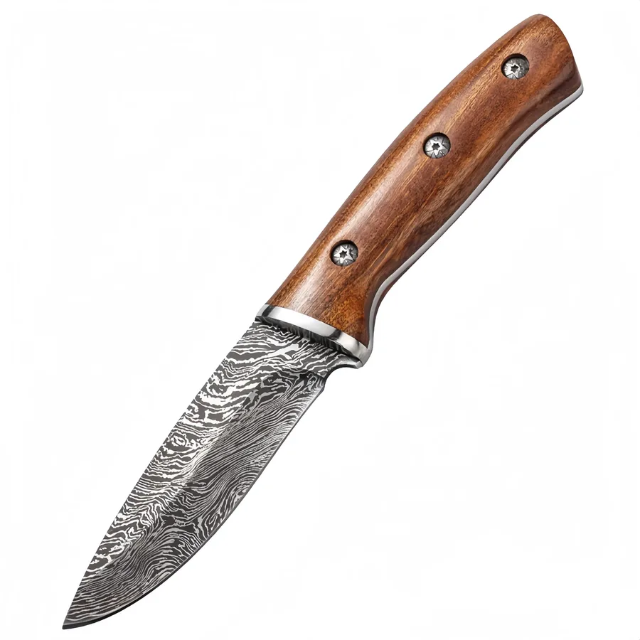 Damascus Steel Straight Knife Outdoor Portable Knife