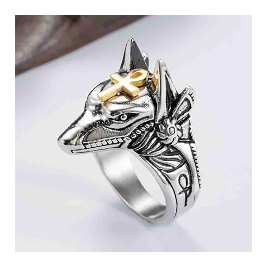 Self-defense Ring Stainless Steel Retro Wolf Knuckle Ring And Survival Protection Ring