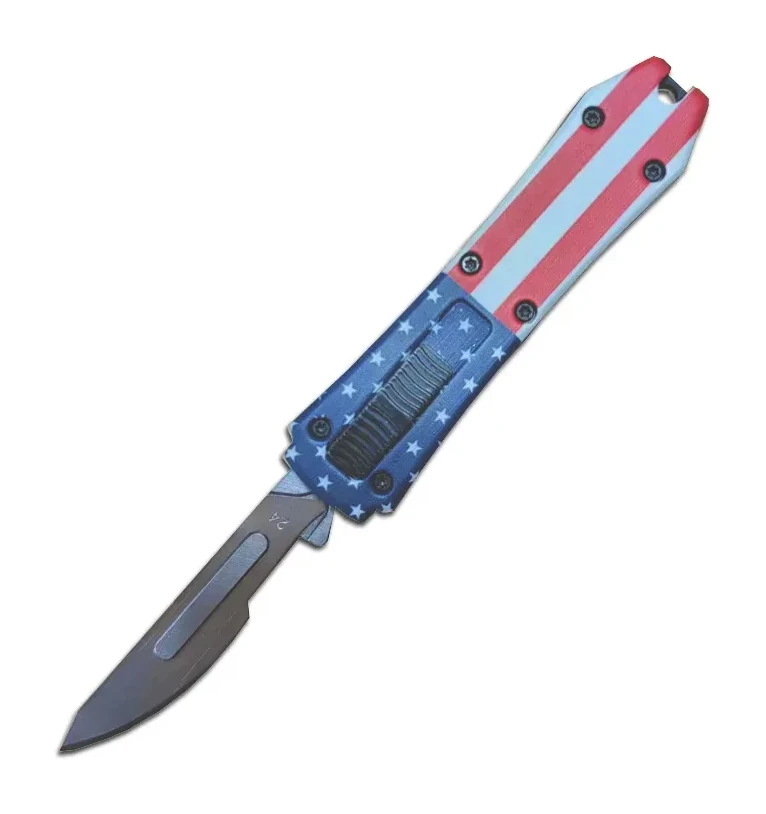 Mini OTF Surgery Knife, Removable Blade,Pocket EDC Keychain Knives--sbm