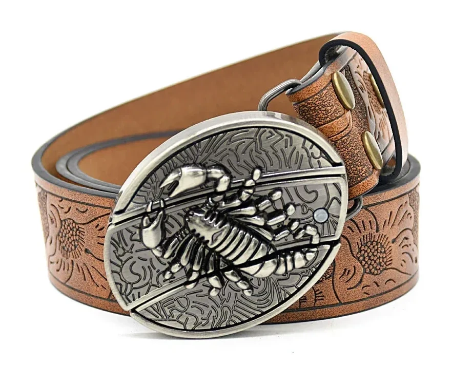 Belt Buckle Knife-scorpion Buckle Embossed Brown