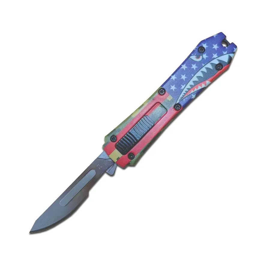 Mini OTF Surgery Knife, Removable Blade,Pocket EDC Keychain Knives--sbm