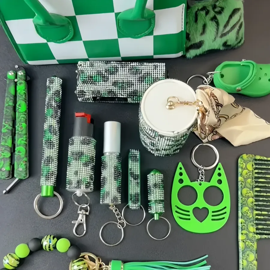 14 Pcs Self Defense Keychain Set For Women – Includes Alarm, Whistle, Window Breaker & More