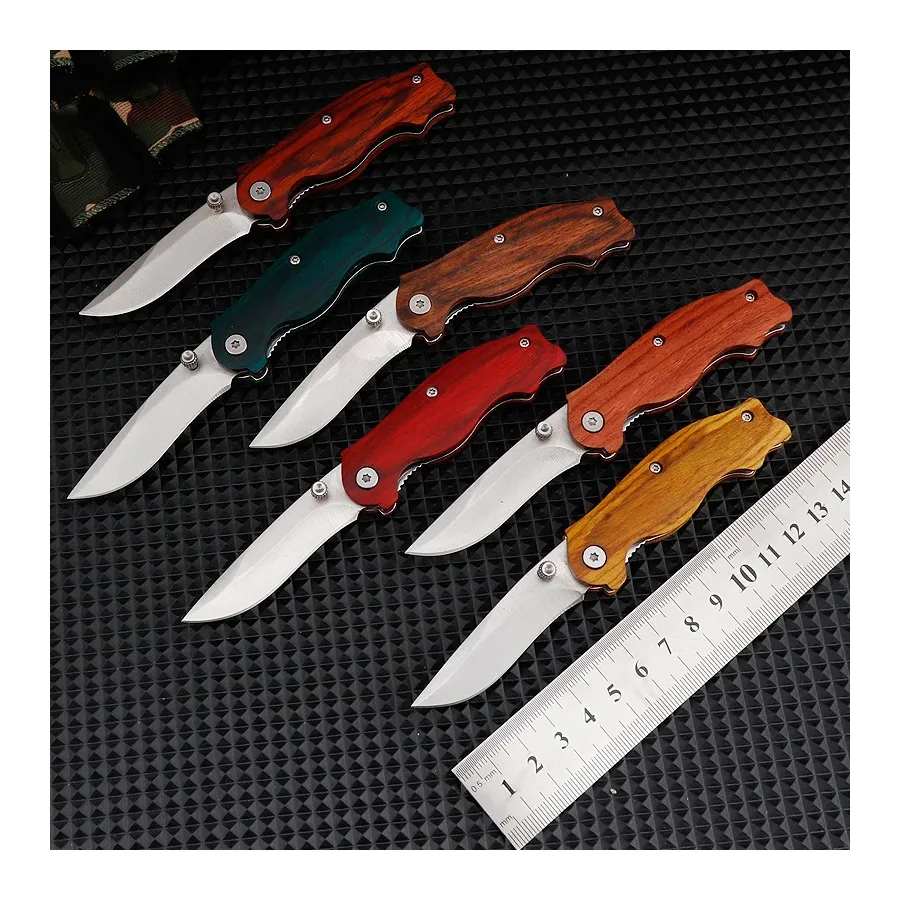Colorful Wooden Handle Outdoor Small Folding Camping Pocket Knife