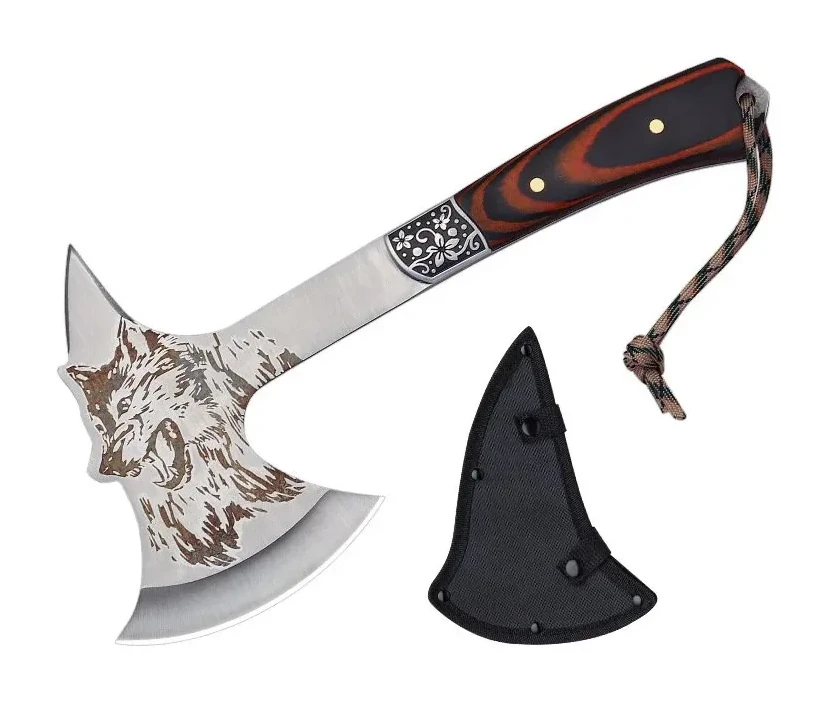 Outdoor Wolf Head Survival Tactical Axe Car Camping Felling Fire Axe Mountain Axe