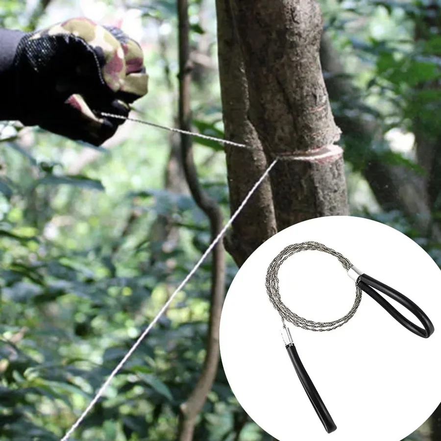 Portable Stainless Steel Wire Saw With Finger Handle Outdoor Camping Hiking Pocket Manual Cutting Chain Saws Survive Tool