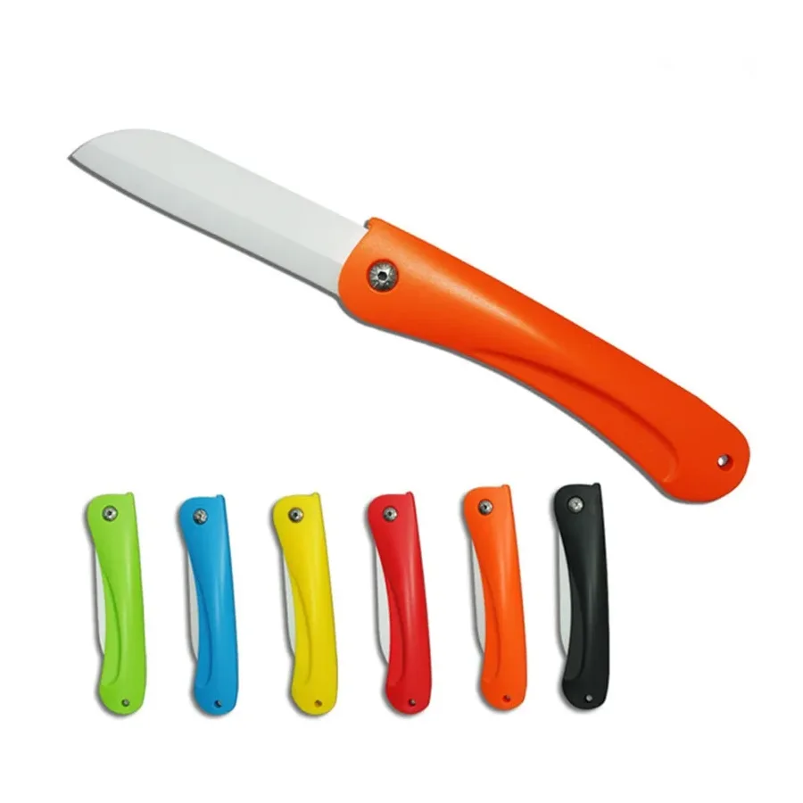 Pocket Pare Peel Ceramic Kitchen Fruit Fold Knife Cutlery Cutter Peeler Picnic Lunch Bag Box Vegetable Cut Slice Keychain Camp