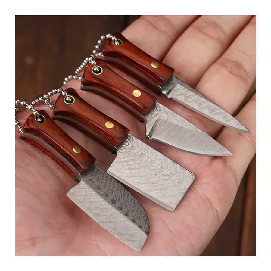 Small Kitchen Knife Mini Keychain Unboxing Stainless Steel Pocket Knife With Leather Case Portable Outdoor Hanging Cutting Tool