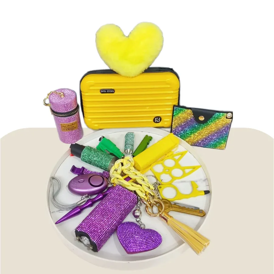 18-Piece Self Defence Keychain Set - Mardi Gras Set