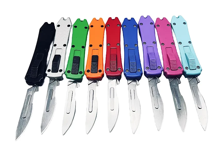 1.8inch Mini OTF Surgery Knife, Removable Blade,Automatic Pocket EDC Keychain Knives/10pcs Surgical Blades