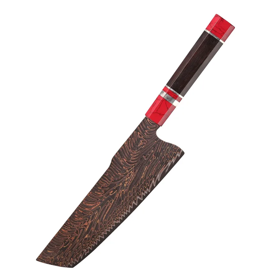 Damascus Copper Mai Nakiri Vegetable Knife
