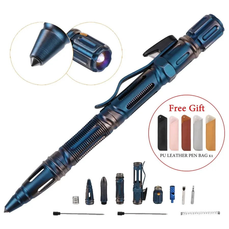 New 7-In-1 Outdoor EDC Multi-function Self Defense Tactical Pen With Emergency Led Light Whistle Glass Breaker Outdoor Survival