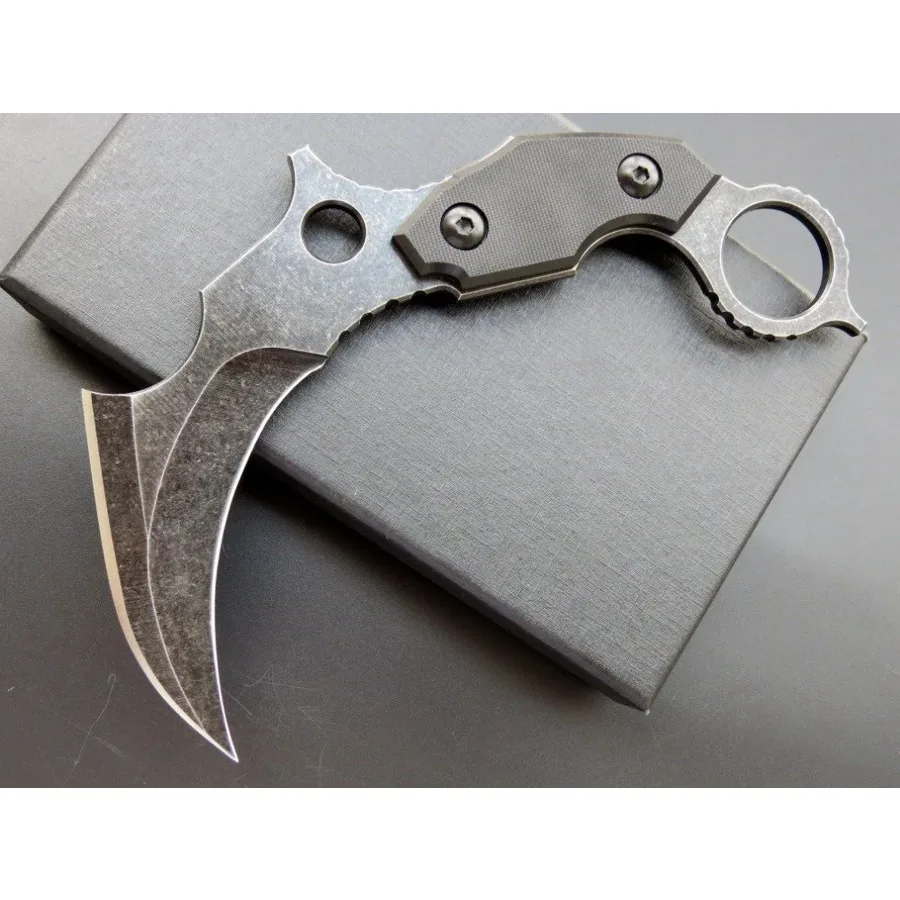 Karambit Knife C1699 Fixed Knife Handle + Stone Washed Steel Blade Convenient EDC Tool
