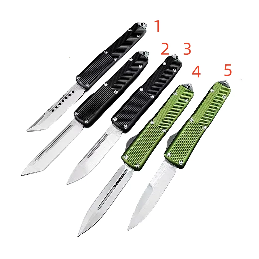 5.75 Inch OTF Pocket Hunting Knives 440 Rounds Black Blade Zinc Aluminum Alloy Handle Multifunctional EDC Tool